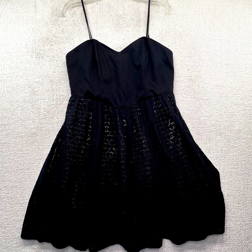 Moulinette Soeurs Anthropologie Black Lace Fit‎ & Flare Dress Sz 12